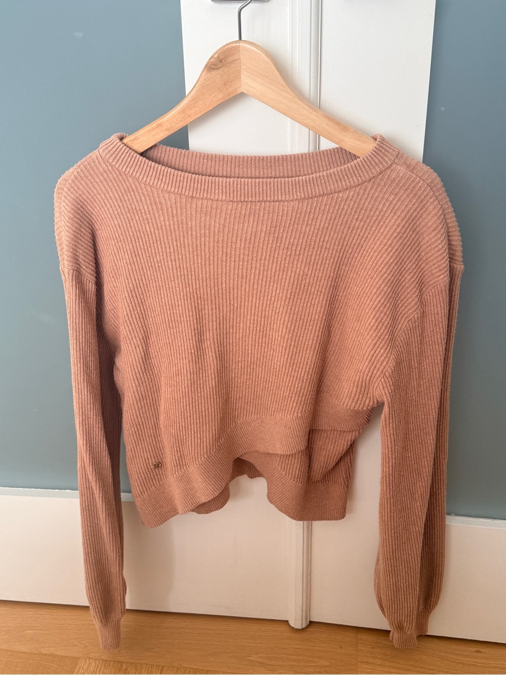 Lululemon Ribbed Crossover Sweater in Warm Beige
